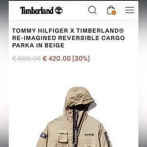 TOMMY HILFIGER X TIMBERLAND® RE-IMAGINED REVERSIBLE CARGO PARKA IN BEIGE